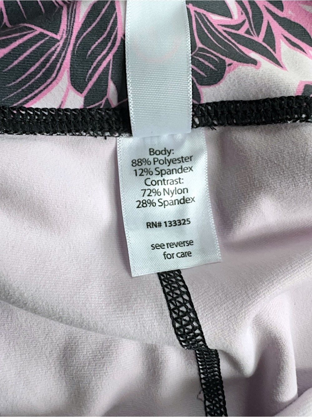 GURU ACTIVE NWOT FLORAL LEGGING PINK & BLACK SIDE & INTERIOR POCKETS | LARGE - Picture 10 of 11
